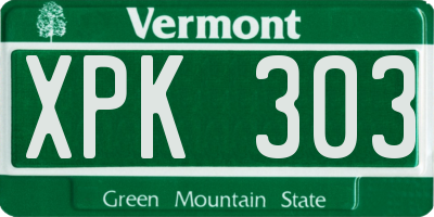 VT license plate XPK303
