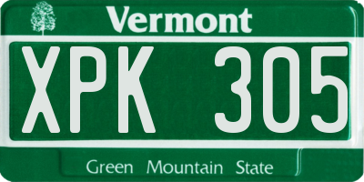 VT license plate XPK305
