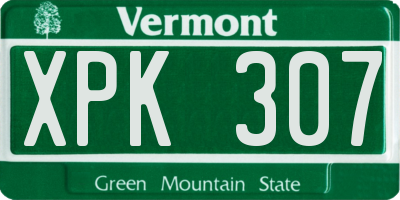 VT license plate XPK307