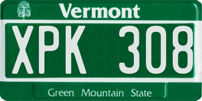 VT license plate XPK308