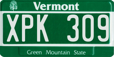VT license plate XPK309