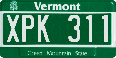 VT license plate XPK311