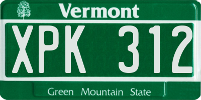 VT license plate XPK312
