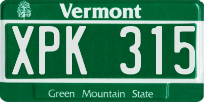 VT license plate XPK315