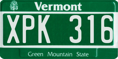 VT license plate XPK316