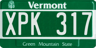 VT license plate XPK317