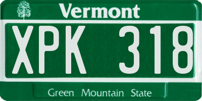 VT license plate XPK318