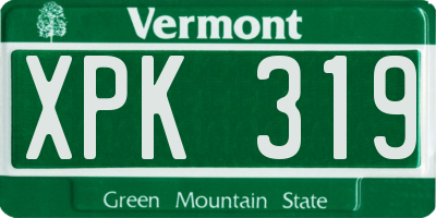 VT license plate XPK319