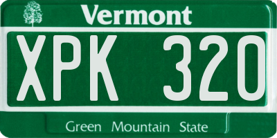 VT license plate XPK320