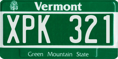 VT license plate XPK321
