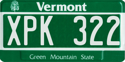 VT license plate XPK322