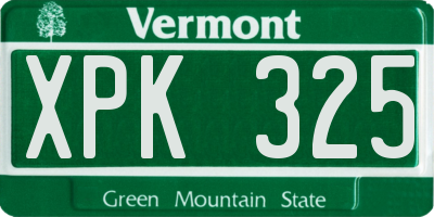 VT license plate XPK325