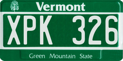 VT license plate XPK326