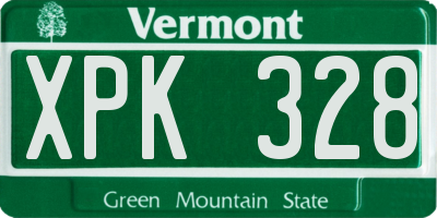 VT license plate XPK328