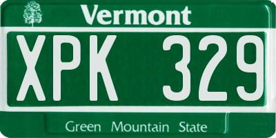VT license plate XPK329