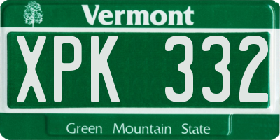 VT license plate XPK332