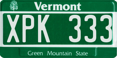 VT license plate XPK333