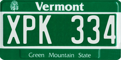 VT license plate XPK334