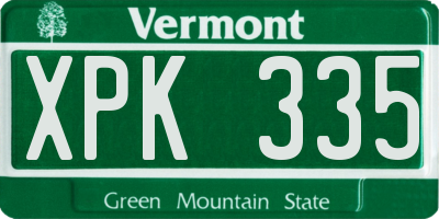 VT license plate XPK335