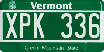 VT license plate XPK336