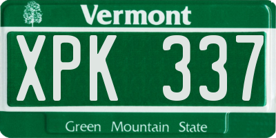 VT license plate XPK337