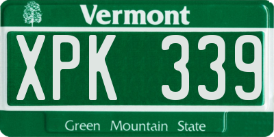 VT license plate XPK339