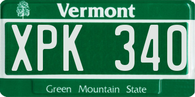 VT license plate XPK340