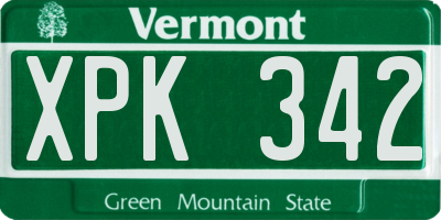 VT license plate XPK342