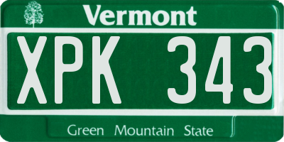 VT license plate XPK343
