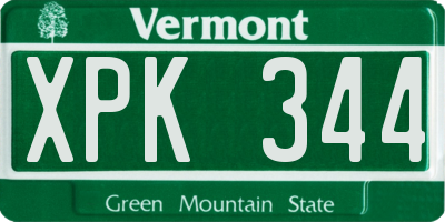VT license plate XPK344