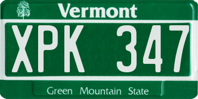 VT license plate XPK347