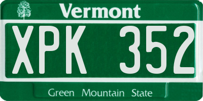 VT license plate XPK352