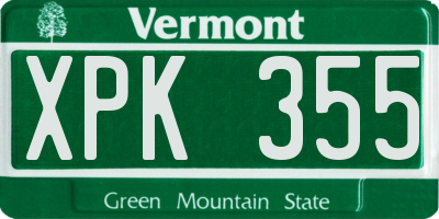 VT license plate XPK355