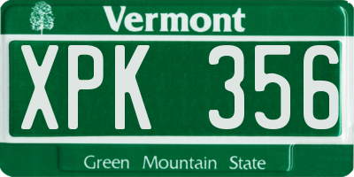 VT license plate XPK356