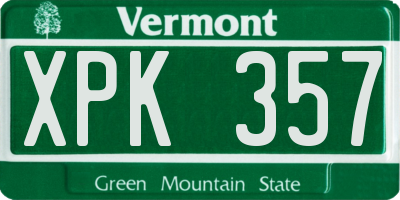 VT license plate XPK357