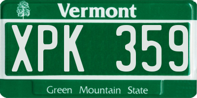VT license plate XPK359