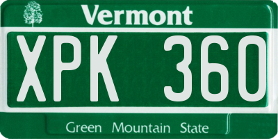 VT license plate XPK360