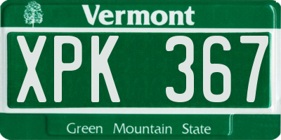 VT license plate XPK367