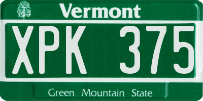 VT license plate XPK375