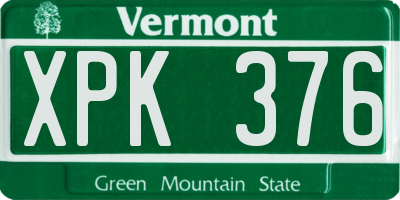 VT license plate XPK376