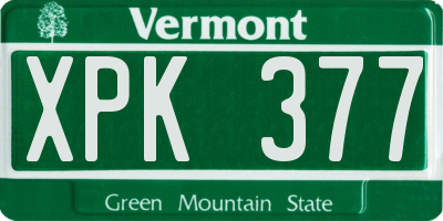 VT license plate XPK377