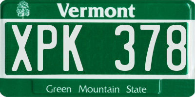 VT license plate XPK378