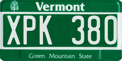 VT license plate XPK380