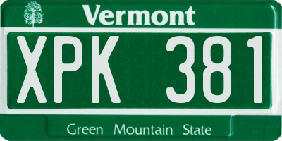 VT license plate XPK381