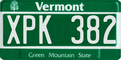 VT license plate XPK382