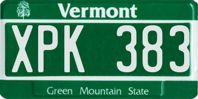 VT license plate XPK383