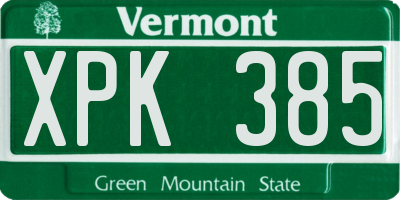 VT license plate XPK385