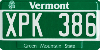 VT license plate XPK386