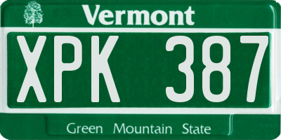 VT license plate XPK387