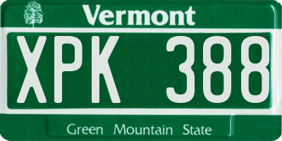 VT license plate XPK388